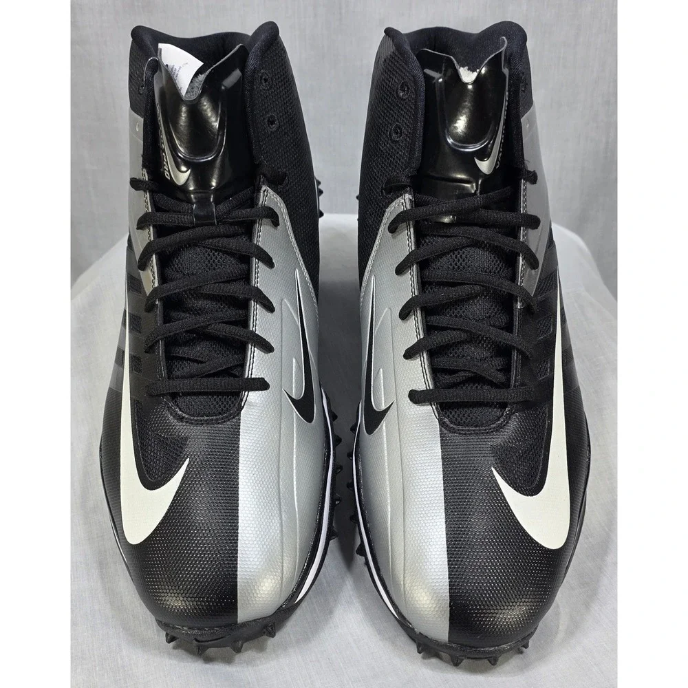 Nike Zoom Vapor Pro Mid Turf Football‎ Cleats Silver Black 527879-010 Mens 17
